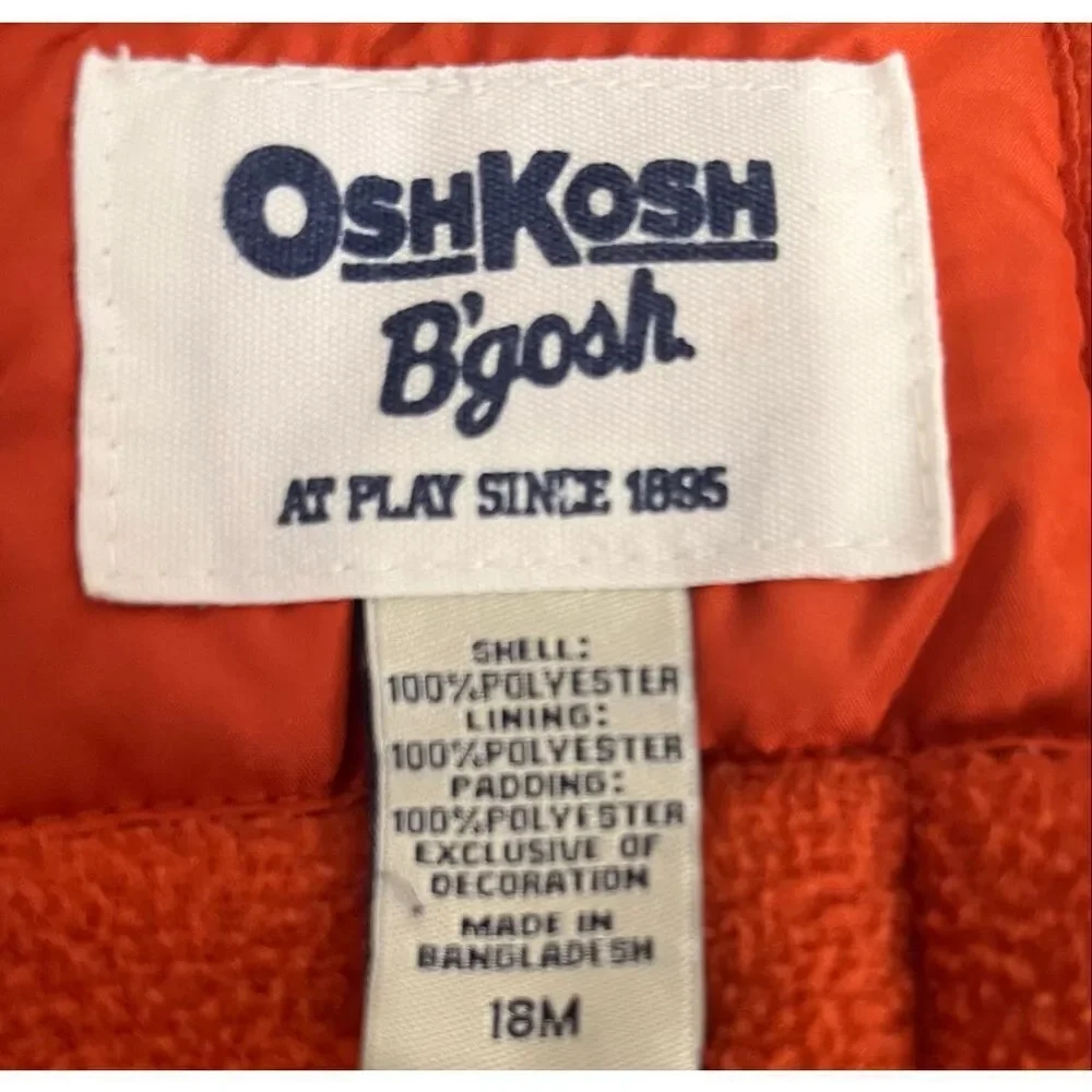 Osh Kosh Orange And Gray Jacket Boys Size 18 Months